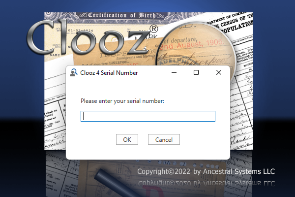Image showing text box to enter serial number.