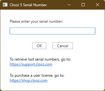 Image showing text box to enter serial number.